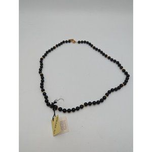 O.C. TANNER BLACK ONYX AND 14K GOLD BEADED 24" INCH BUSS AWARD NECKLACE VINTAGE!